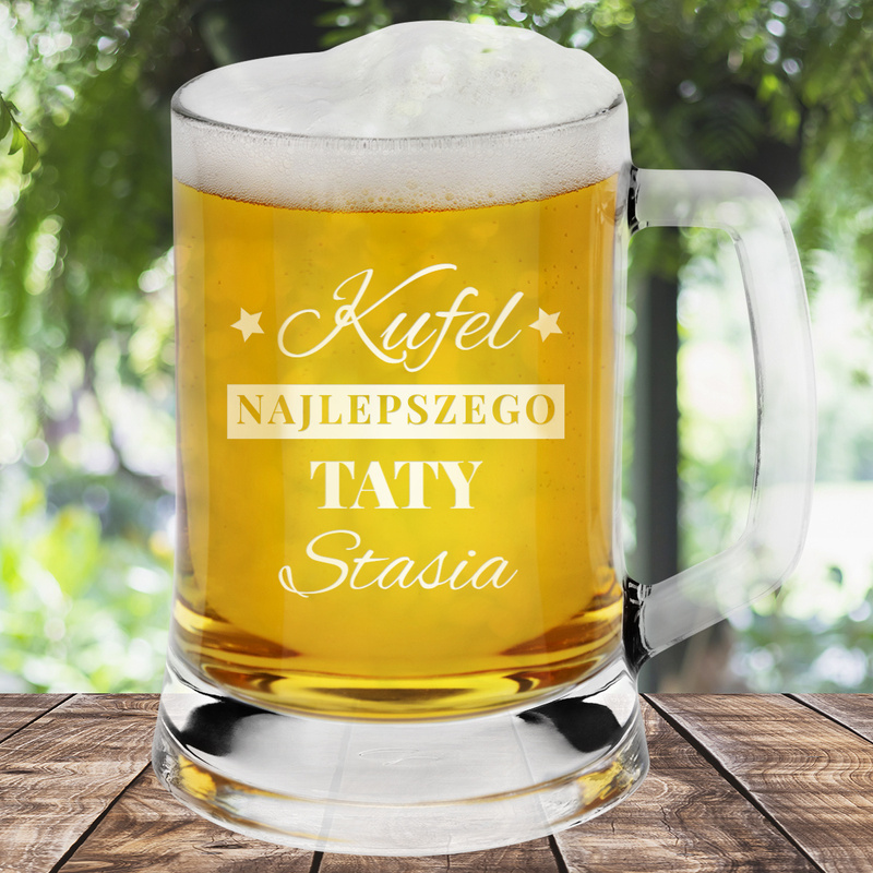 Kufel na piwo 0,5l z grawerem / Kufel najlepszego Taty / Prezent na Dzień Ojca