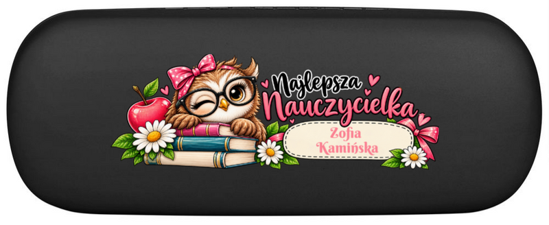 Etui futerał na okulary - czarne / Prezent na Dzień Nauczyciela / Prezent na Zakończenie Roku Szkolnego / etui na okulary Nauczyciel z klasą