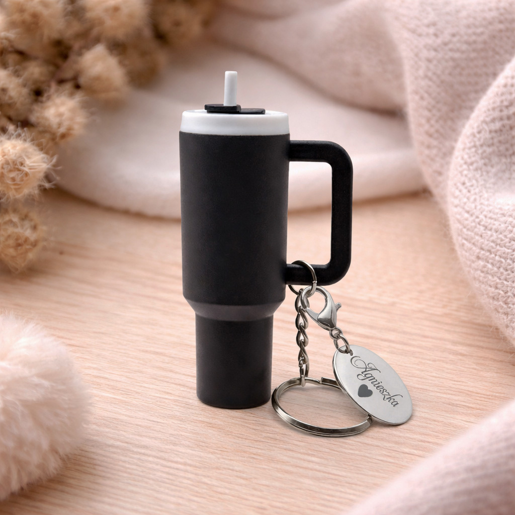 Brelok Mini Kubek z Personalizacją – Otwierany Travel Mug