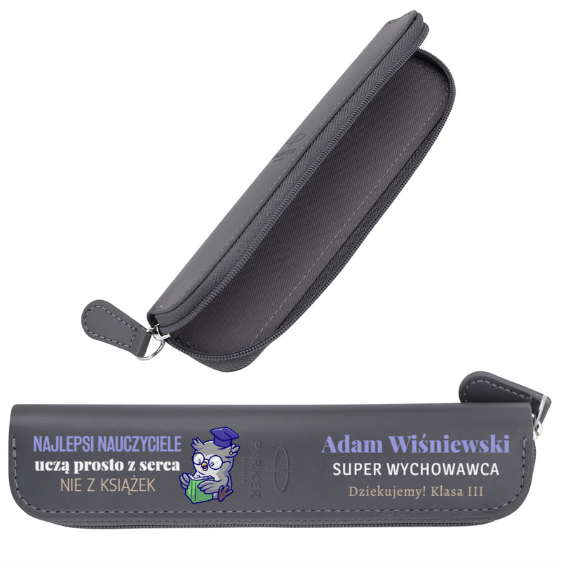 Piórnik Parker Grey na zamek z nadrukiem UV – personalizowane: