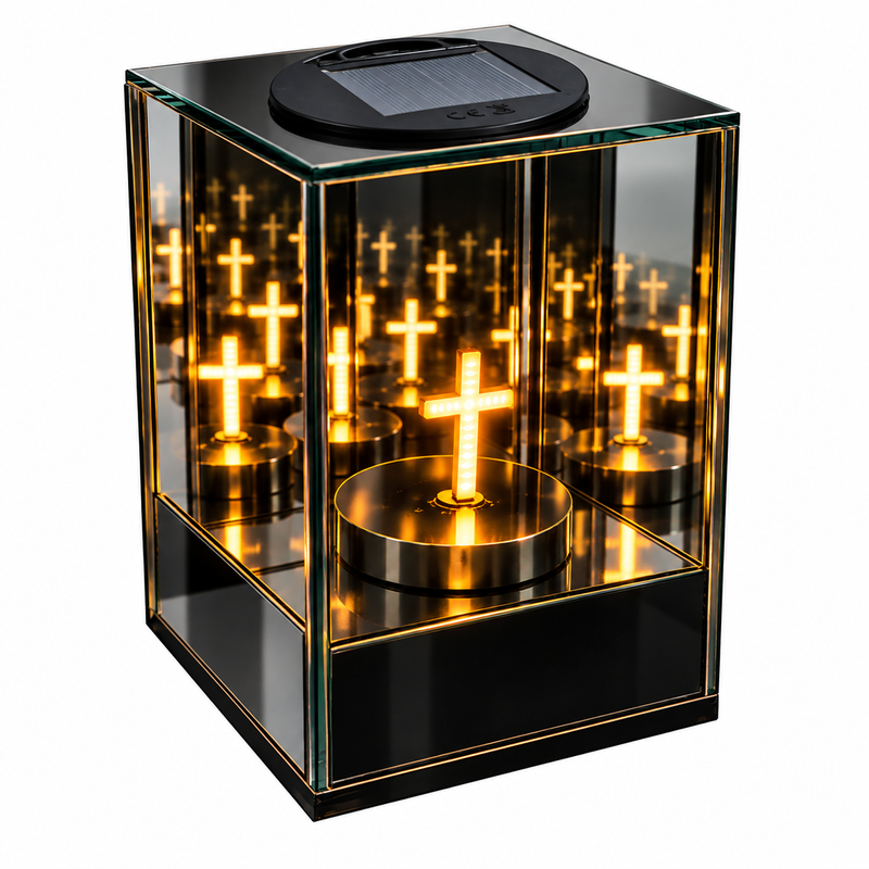 Personalizowany zestaw nagrobny dla Taty – lampion solarny 3D z grawerem i tabliczką ze zdjęciem