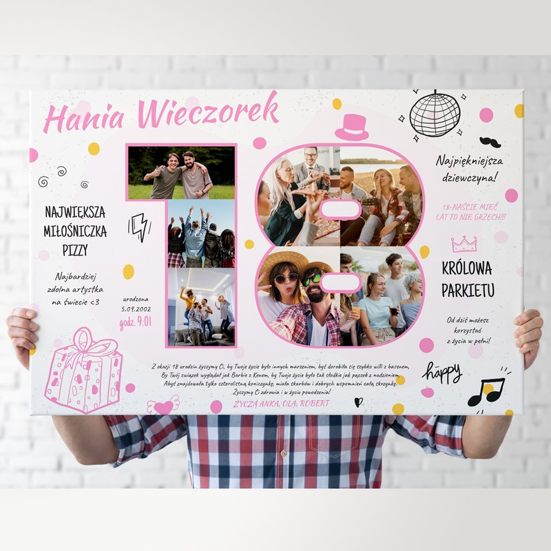 Obraz na płótnie Prezent na 18 urodziny 40x60 cm
