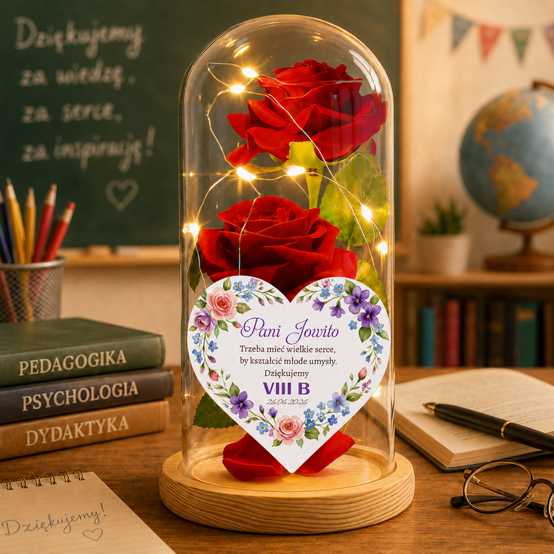 Personalizowana róża prezent na Dzień Nauczyciela LED