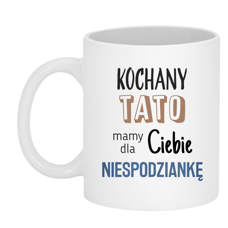 Kubek niespodzianka Tato zostaniesz dziadkiem, nadruk obustronny