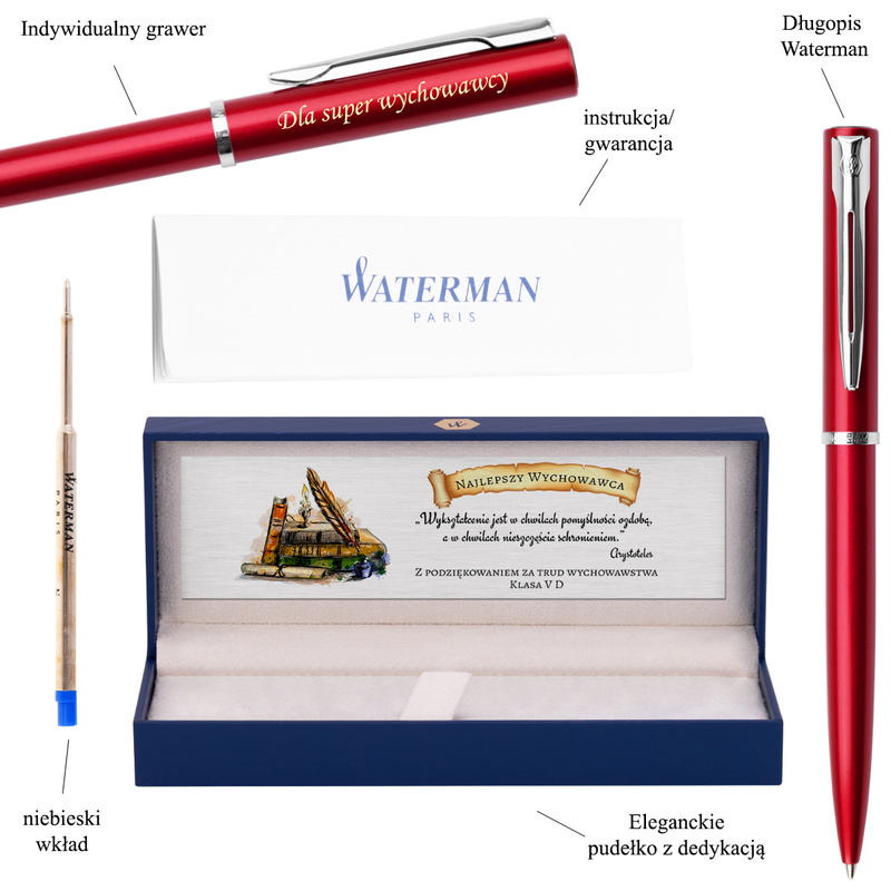 Zakończenie roku: Długopis Waterman Allure czerwony z grawerem