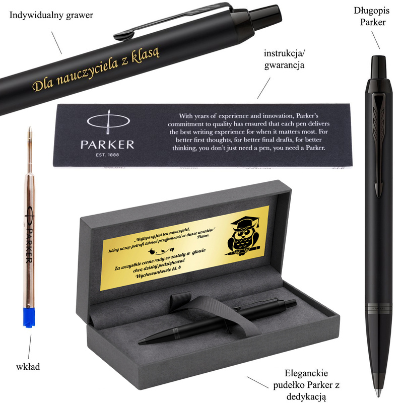 Długopis Parker IM Achromatic Black z grawerem i dedykacją