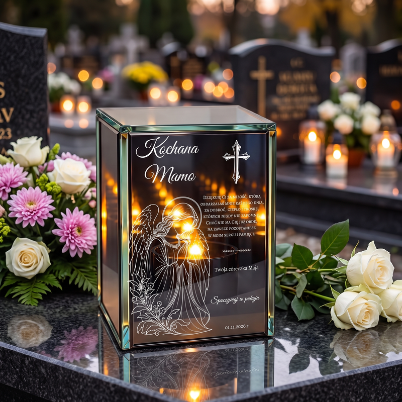 Personalizowany lampion lustrzany 3D LED dla Mamy – efekt nieskończonego płomienia