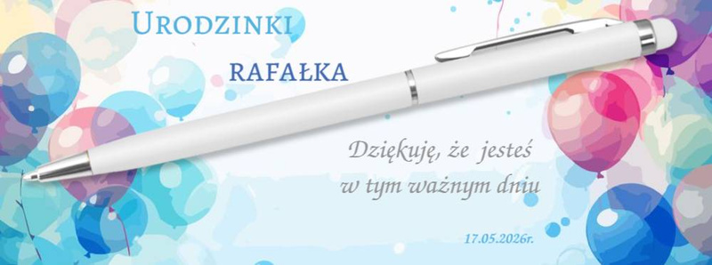 Podziękowania dla gości - urodzinki – personalizowany długopis z dedykacją i zdjęciem