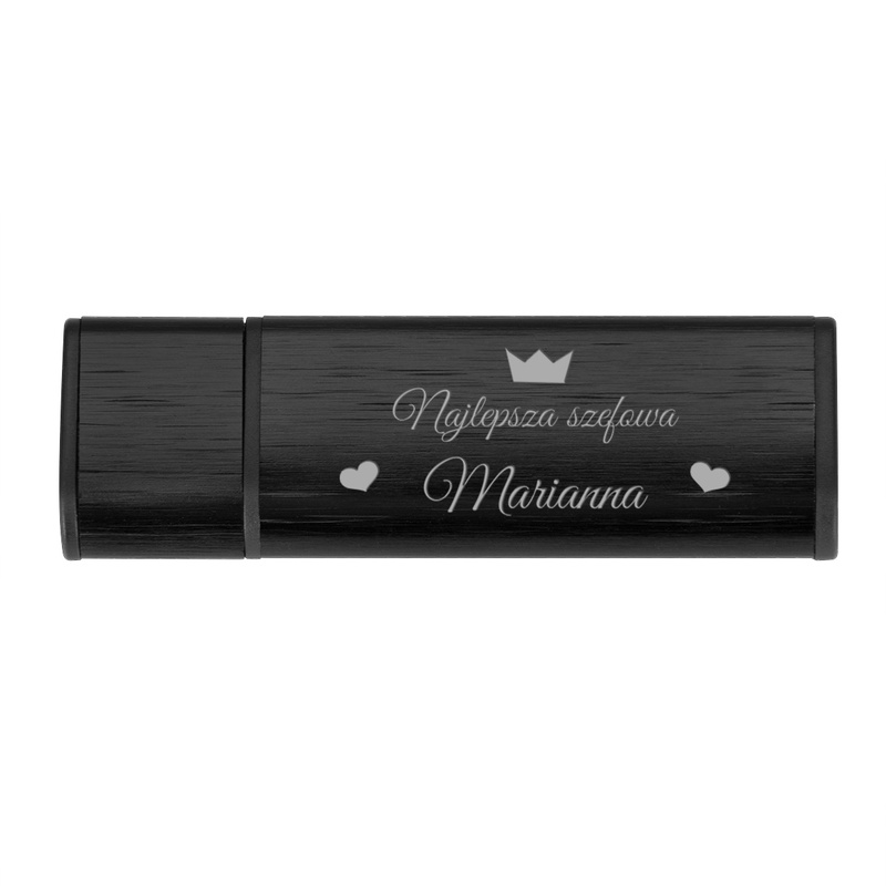 Pendrive czarno-czarny / Najlepsza szefowa / 64 GB Pamięć USB / Prezent dla szefa / upominek z Grawerem