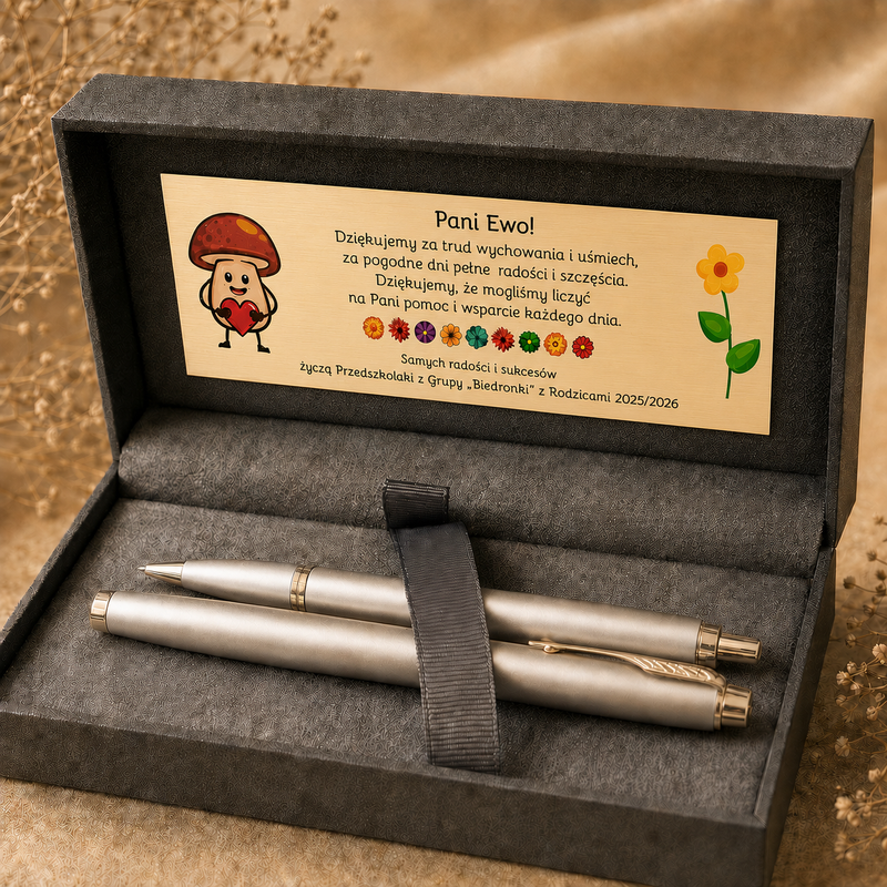 Parker IM Monochrome Champagne z grawerem i dedykacją – elegancki zestaw prezentowy