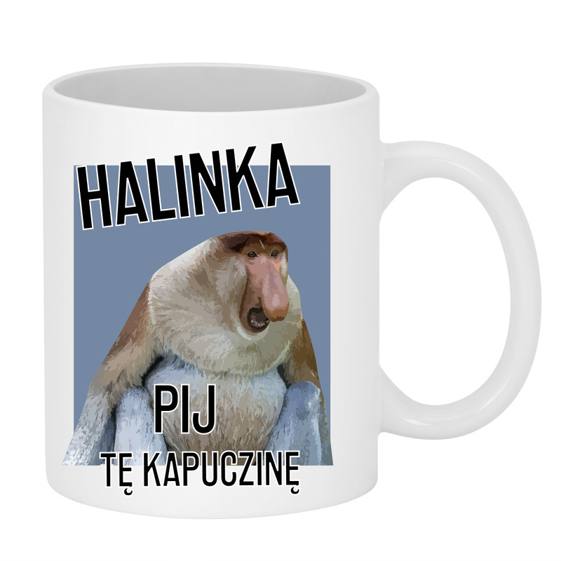 Śmieszny kubek Kapuczina z imieniem – prezent dla kawosza