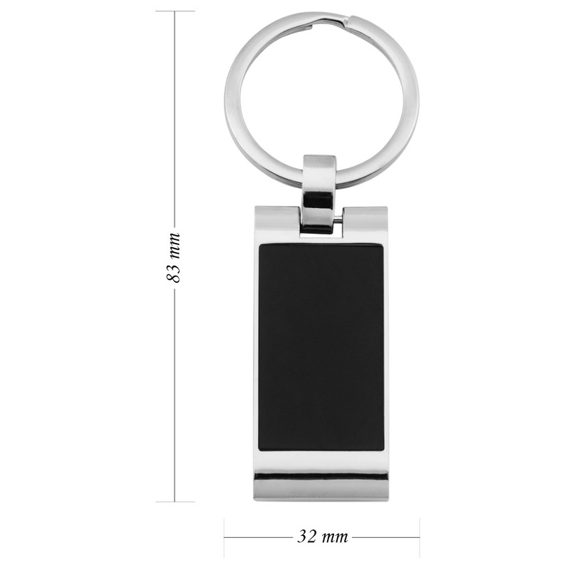 Personalizowany metalowy brelok czarno-srebrny z grawerem