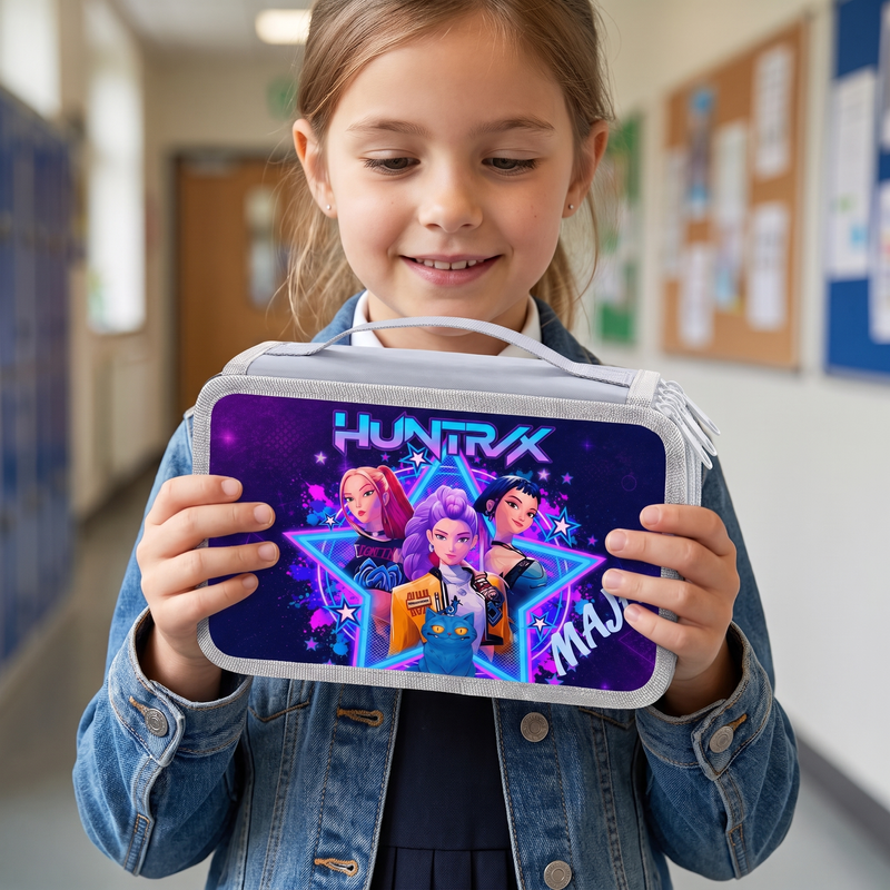 Personalizowany piórnik czterokomorowy HUNTR/X z imieniem