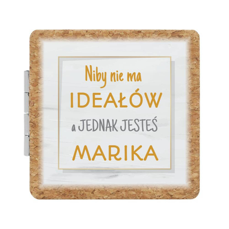 Lusterko z nadrukiem / Własny nadruk / Korkowa obudowa / Prezent dla Niej / Dzień Kobiet / Kieszonkowe lusterko / Ideał