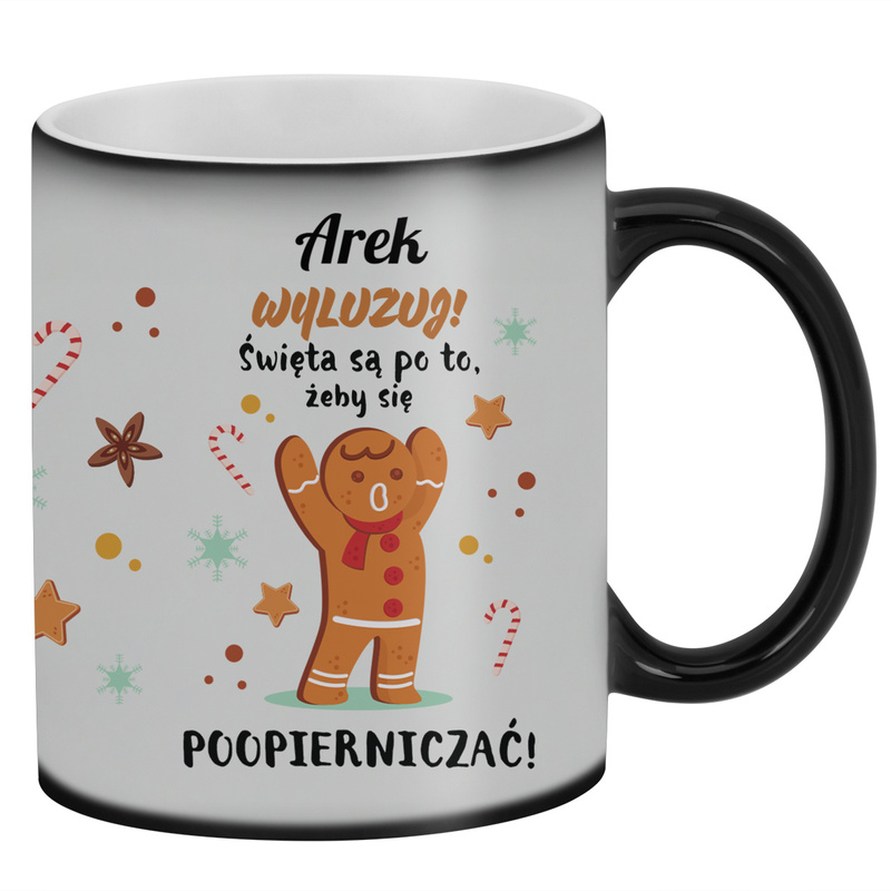 Kubek na Mikołaja zmienia kolor z nadrukiem po obu stronach