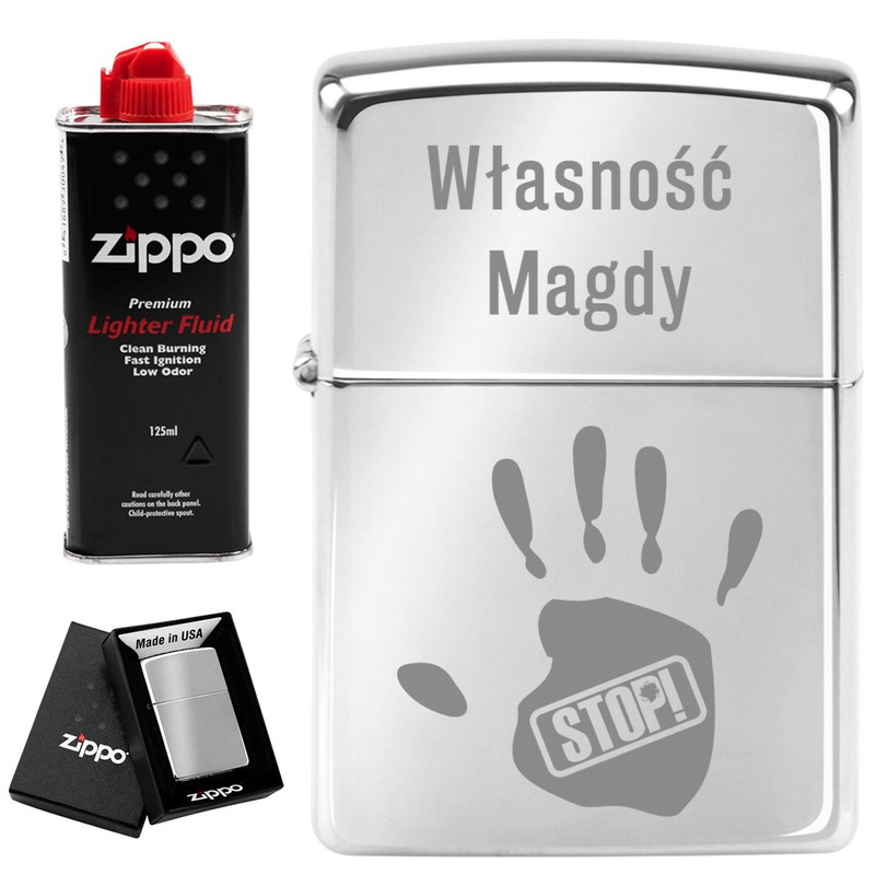 Zapalniczka Zippo 250 High Polish Chrome z grawerem i etui