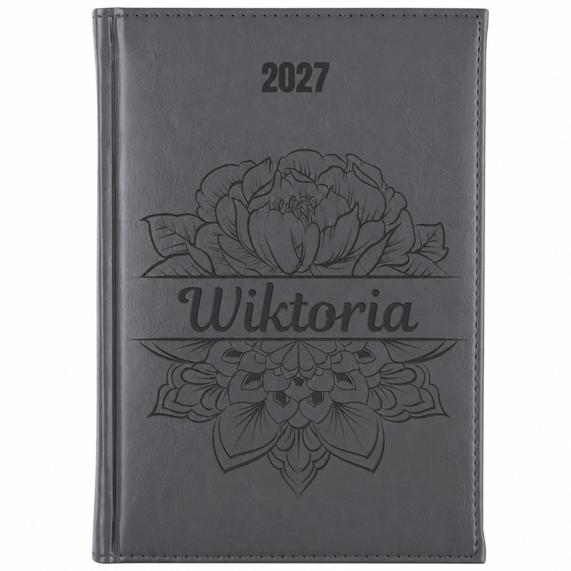 Kalendarz na 2027 rok - dzienny / szary / A5 / z Grawerem na okładce