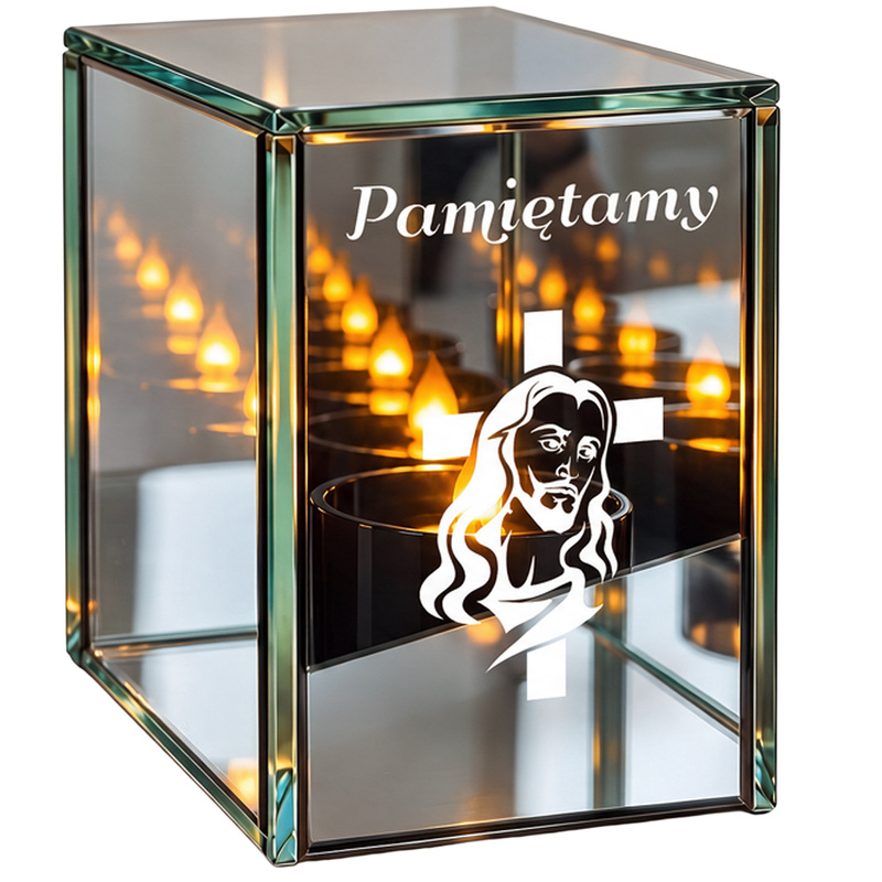 Zestaw nagrobny z personalizowaną tabliczką i świeczką LED