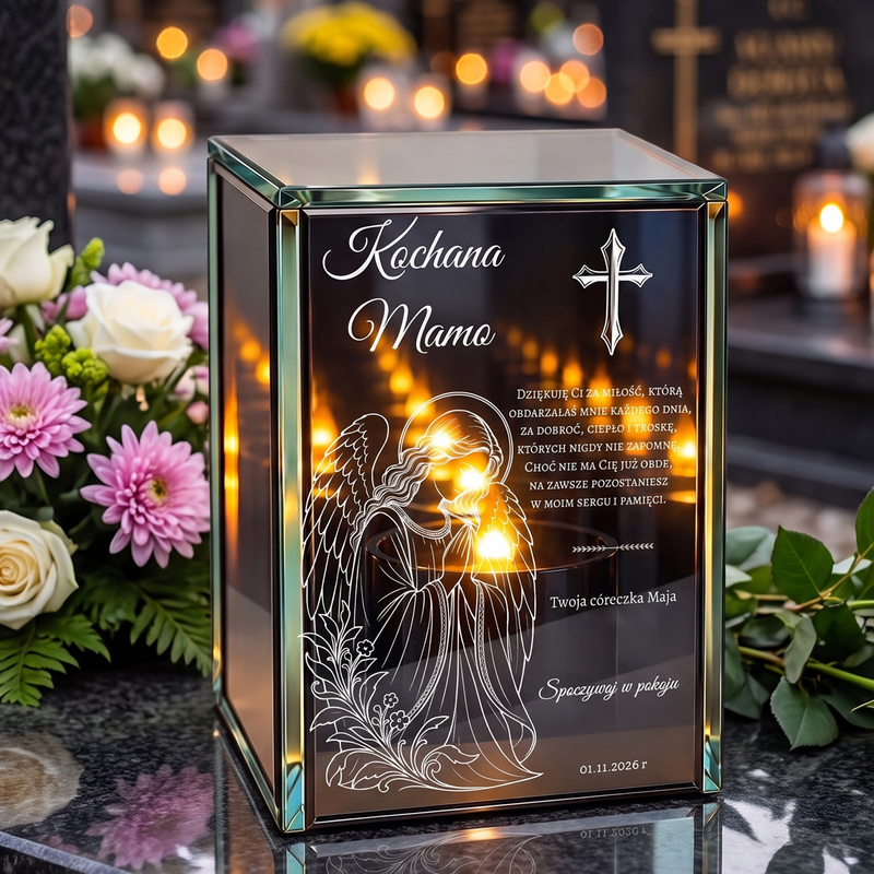 Personalizowany lampion lustrzany 3D LED dla Mamy – efekt nieskończonego płomienia